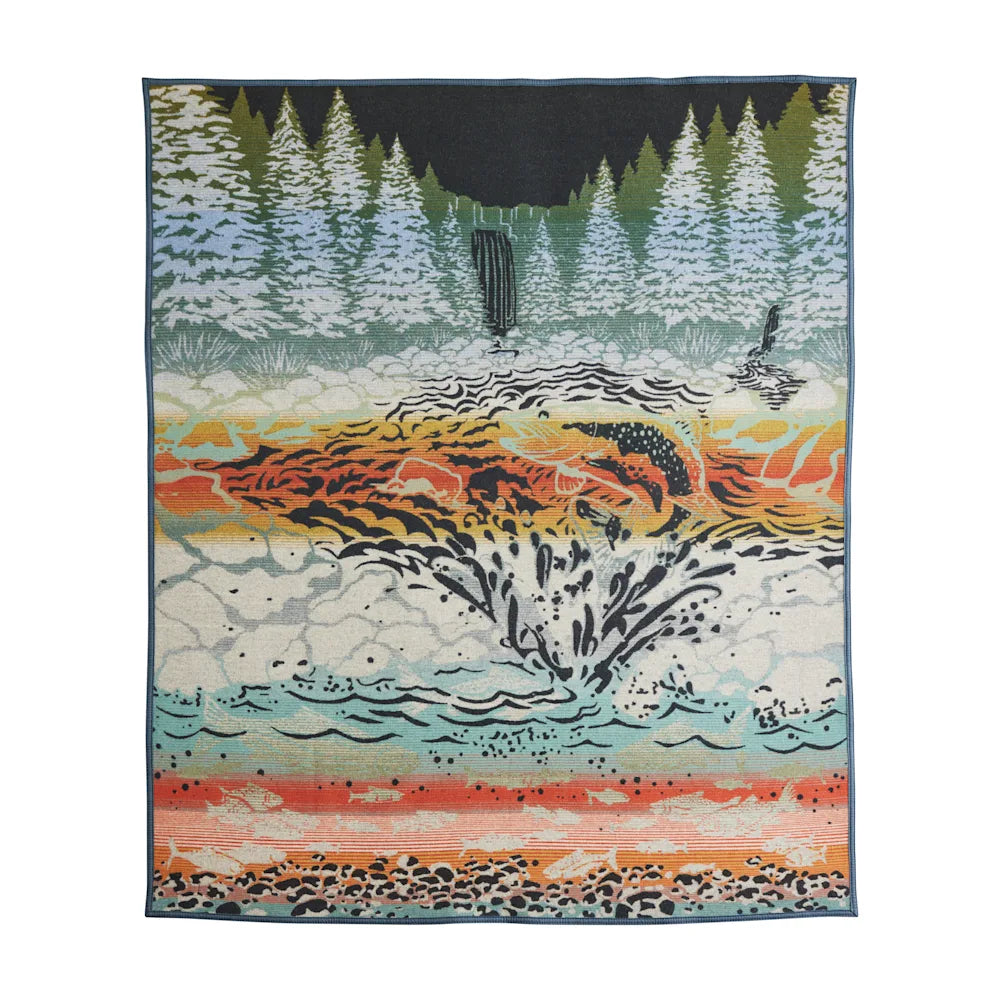 Pendleton Jacquard Napped Robe Salmon Falls Twin Blanket