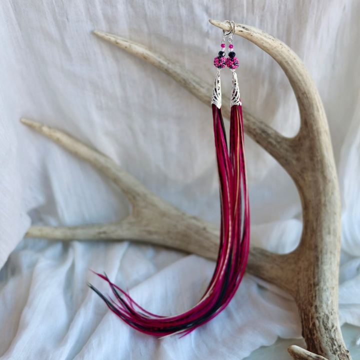 Beaded Blends Fly-Away Rooster Feather Earrings