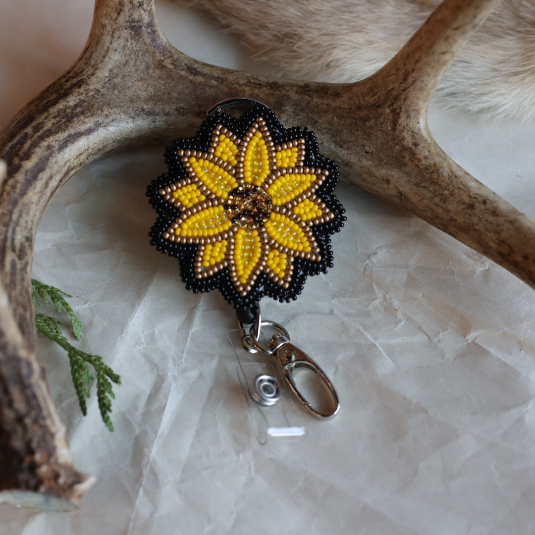 Keegan W. Sunflower Beaded Badge Reel