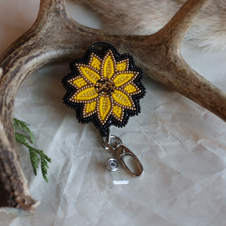 Keegan W. Sunflower Beaded Badge Reel