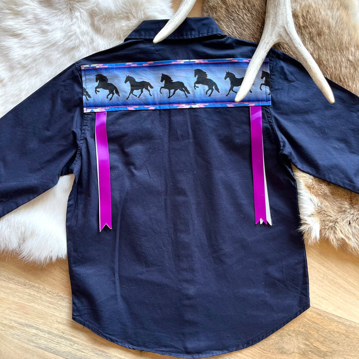 Vi's CREE-ations Horses 4T Boy's Ribbon Shirt