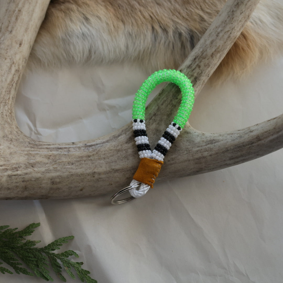 Keegan W. Black and White Stripe Tiny Finger Lanyards