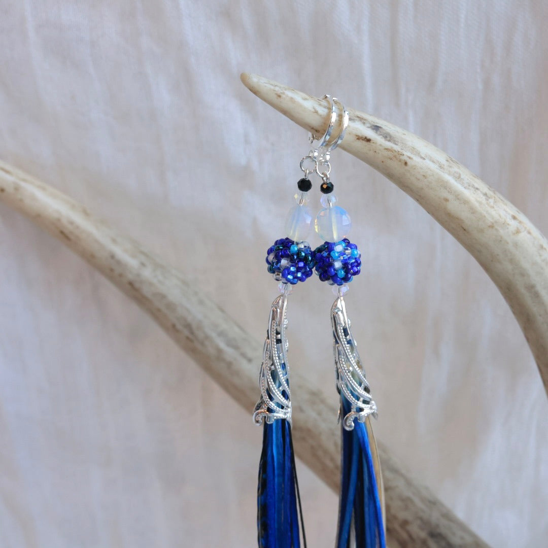 Beaded Blends Fly-Away Rooster Feather Earrings