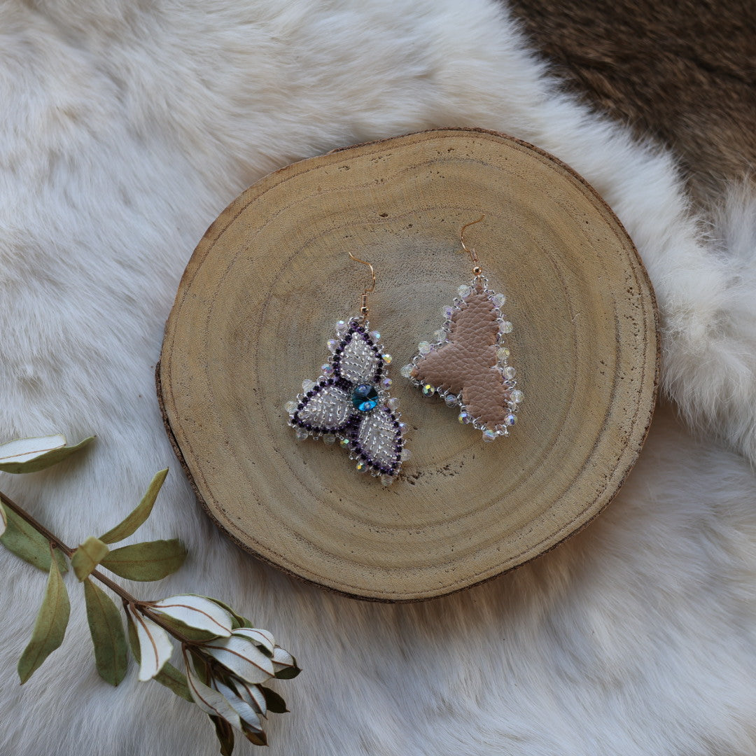 Mercedes G. Petite Silver Raised Half Floral Earrings