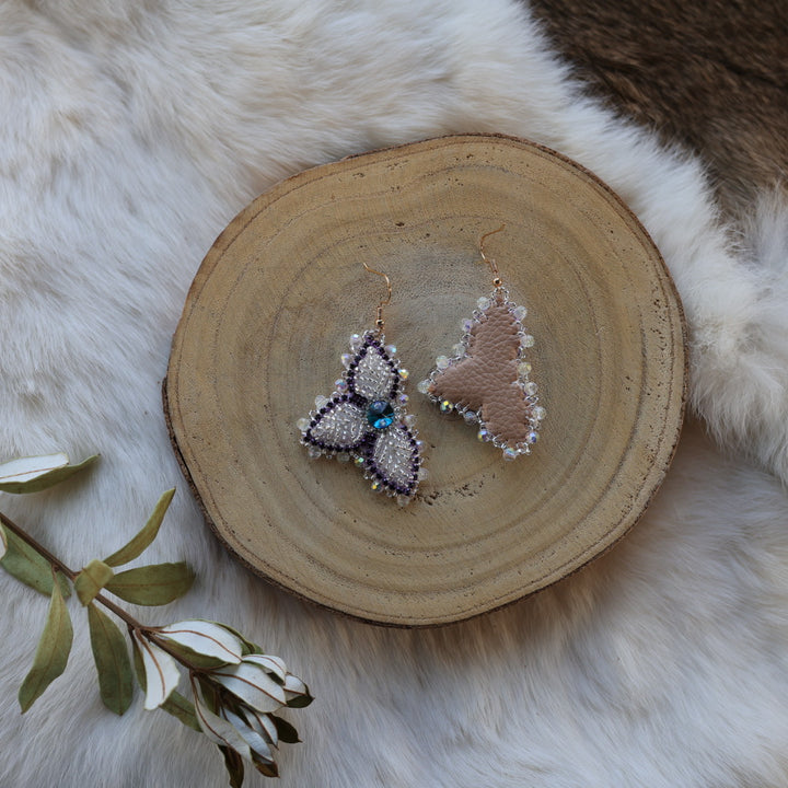 Mercedes G. Petite Silver Raised Half Floral Earrings