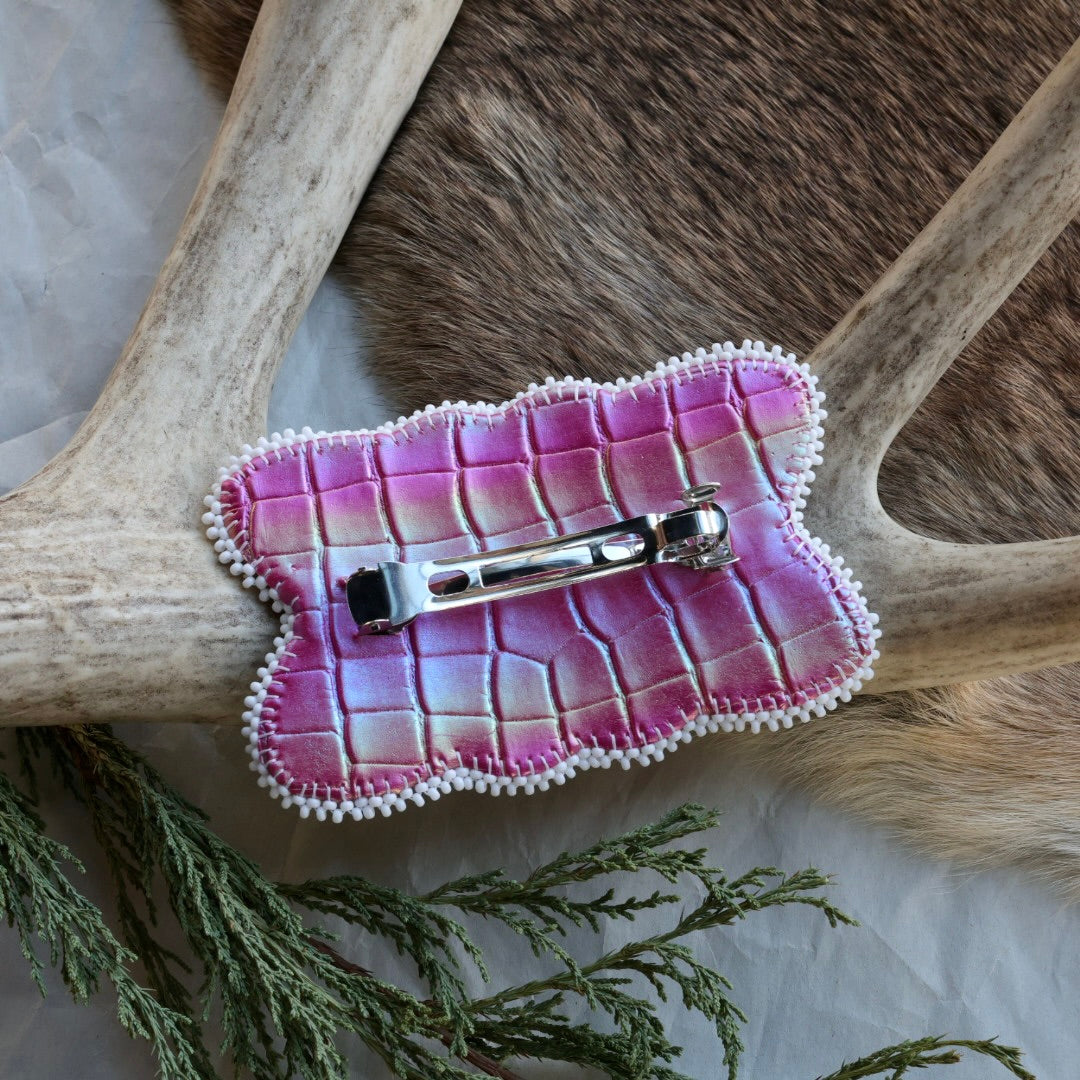 Keegan W. Pink Floral Beaded Hair Clip