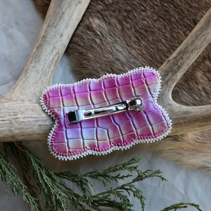 Keegan W. Pink Floral Beaded Hair Clip