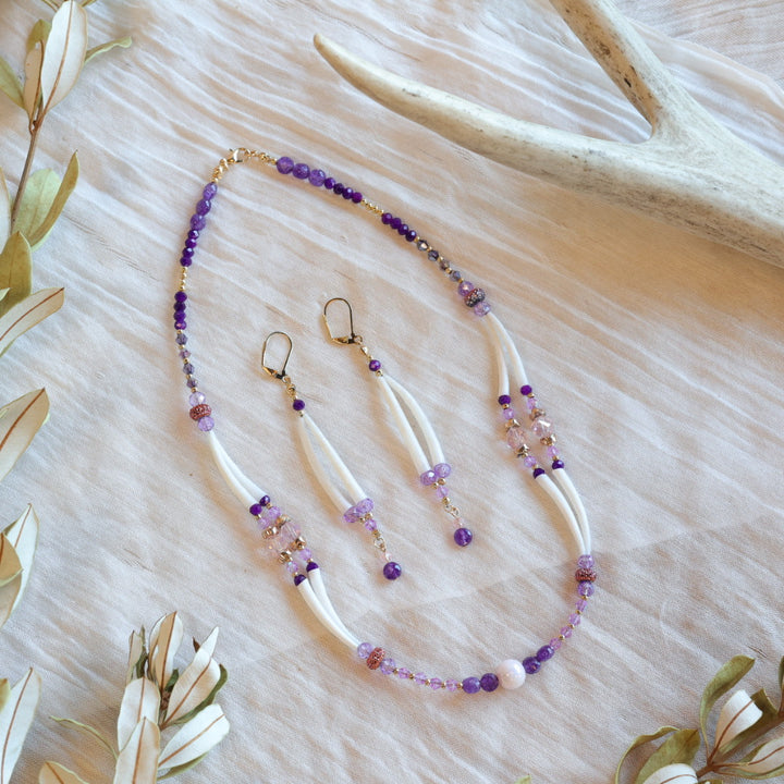 Dee Iyapes Purple Dentalium Necklace & Earrings