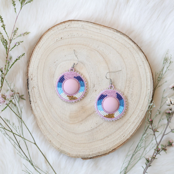Sweetgrass Woman Creations Matte Rose Beaded Earrings