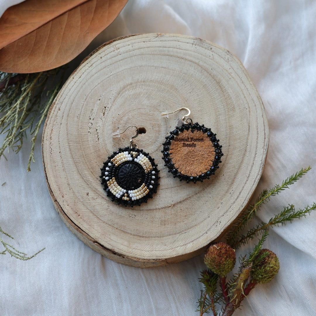 Boreal Forest Beads Beaded Round Earrings