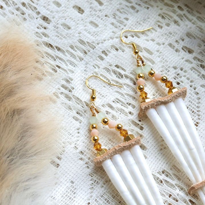 Prairie Sage Beadwork Gold & Dentalium Set