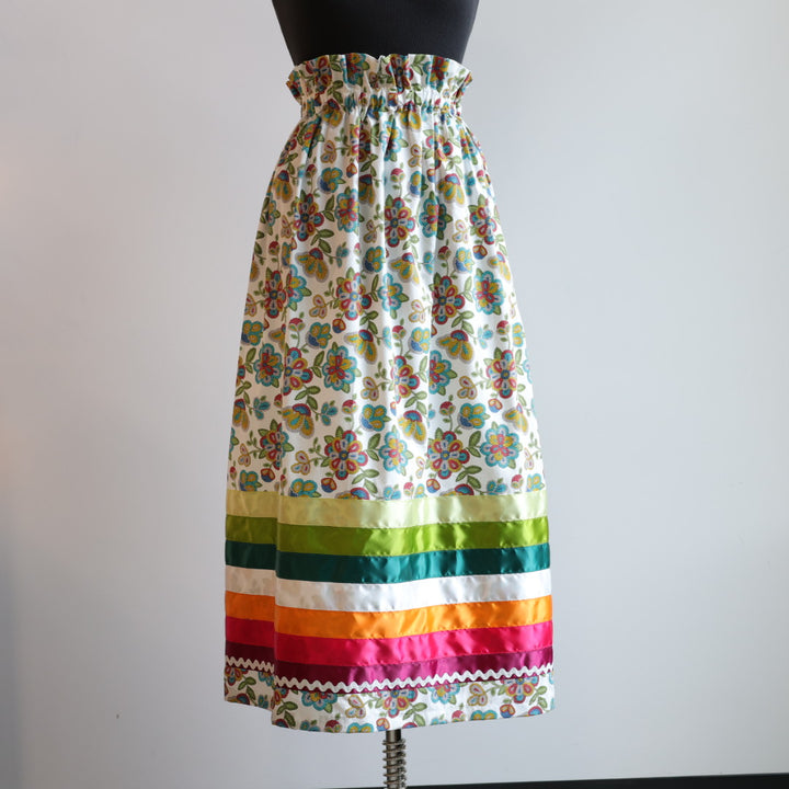 Margaret R. Beaded Floral Pattern Ribbon Skirts