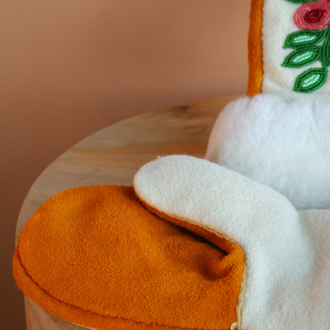 Emily J. Canvas & Sheep Shearling Moose Hide Mittens