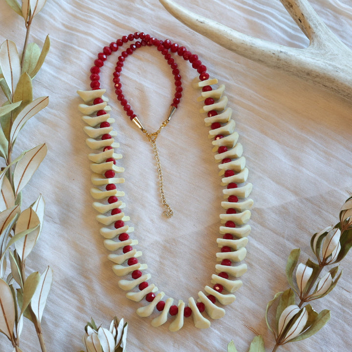 Dee Iyapes Red Elk Ivory Necklace