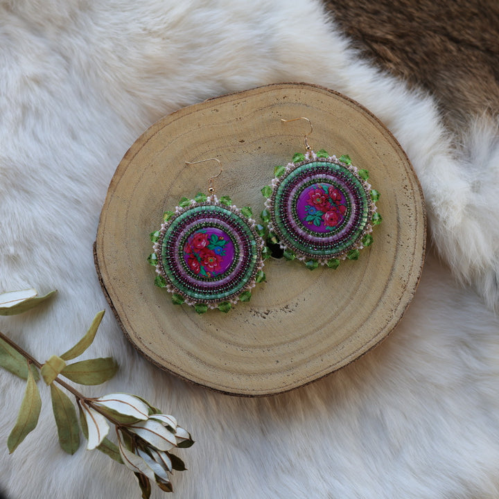 Mercedes G. Kokum Floral Beaded Earrings
