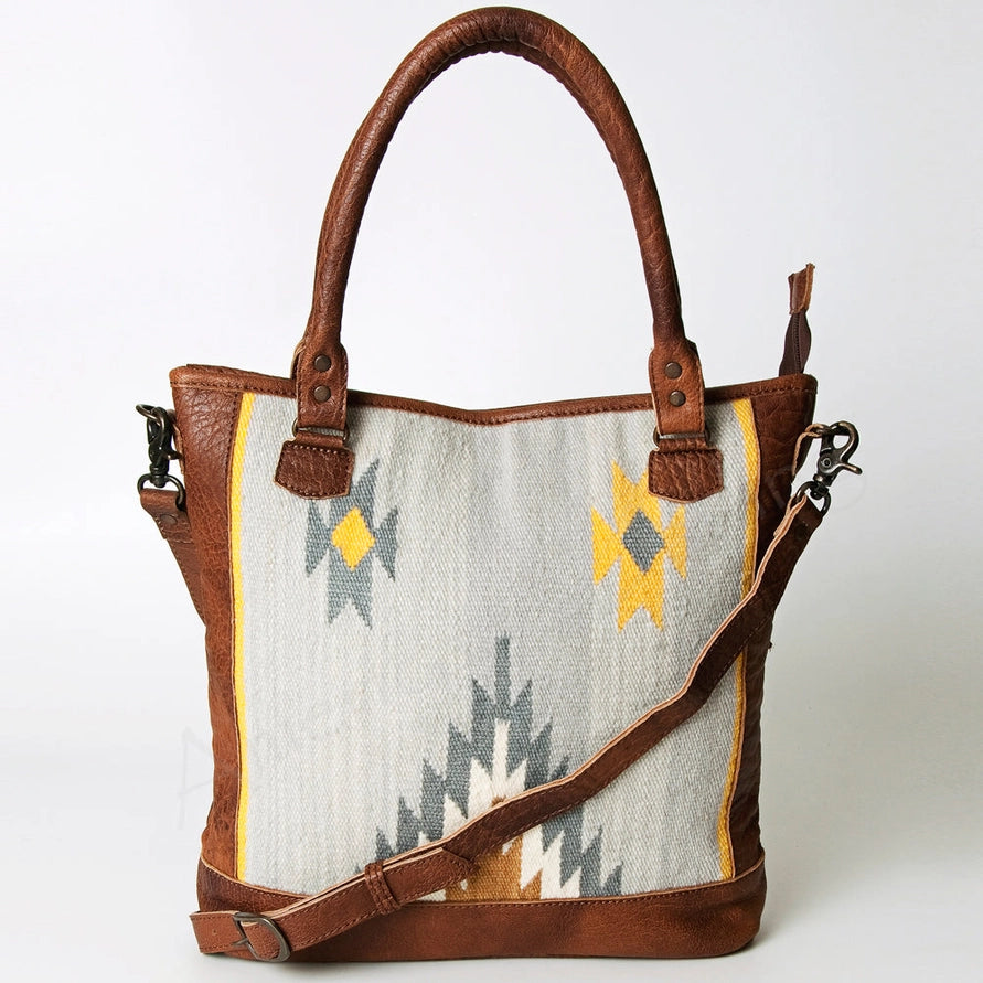 LS Western Leather Woven Tote Bag