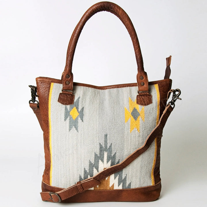 LS Western Leather Woven Tote Bag