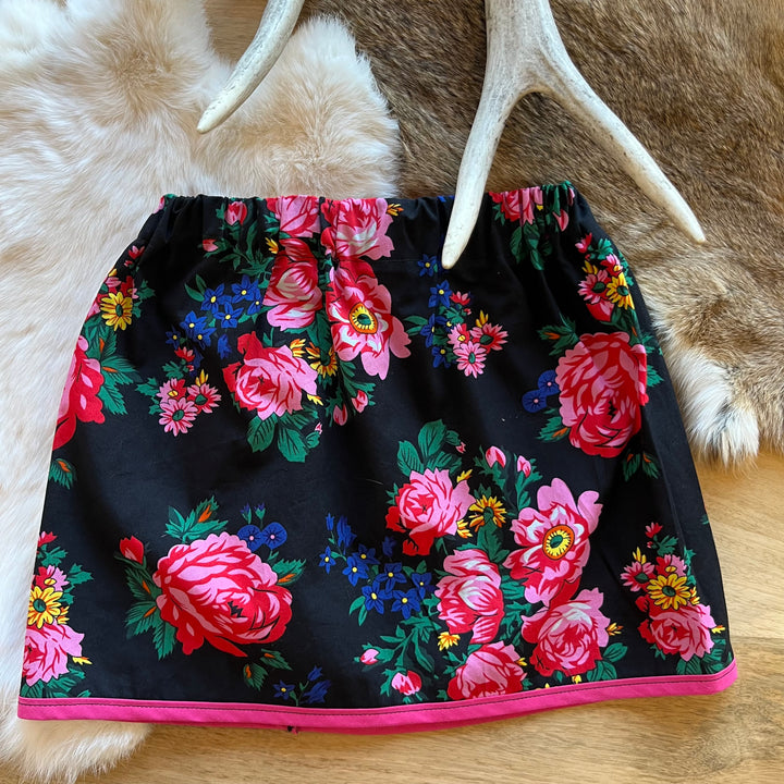 Vi's CREE-ations Black Kokum Floral Toddler Ribbon Skirt