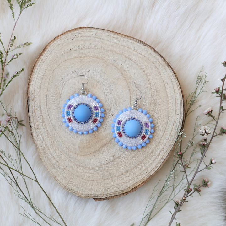 Sweetgrass Woman Creations Powder Blue Beaded Earrings