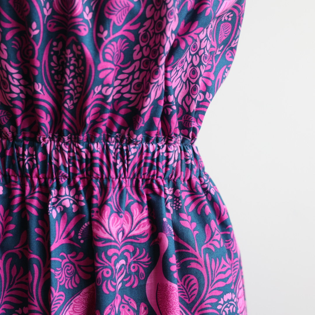 Phoenyx Designs Pink Peacock Garden Ribbon Sundress