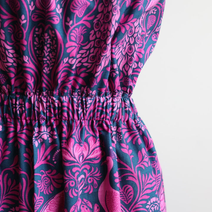 Phoenyx Designs Pink Peacock Garden Ribbon Sundress