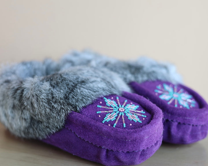 Ironstar Co. Purple Moccasins With Snowflake Detail