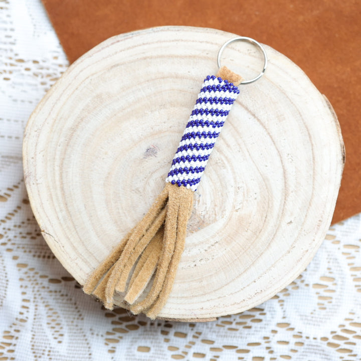 Jeannie A Smoked Hide Peyote Beaded Fringe Keychains
