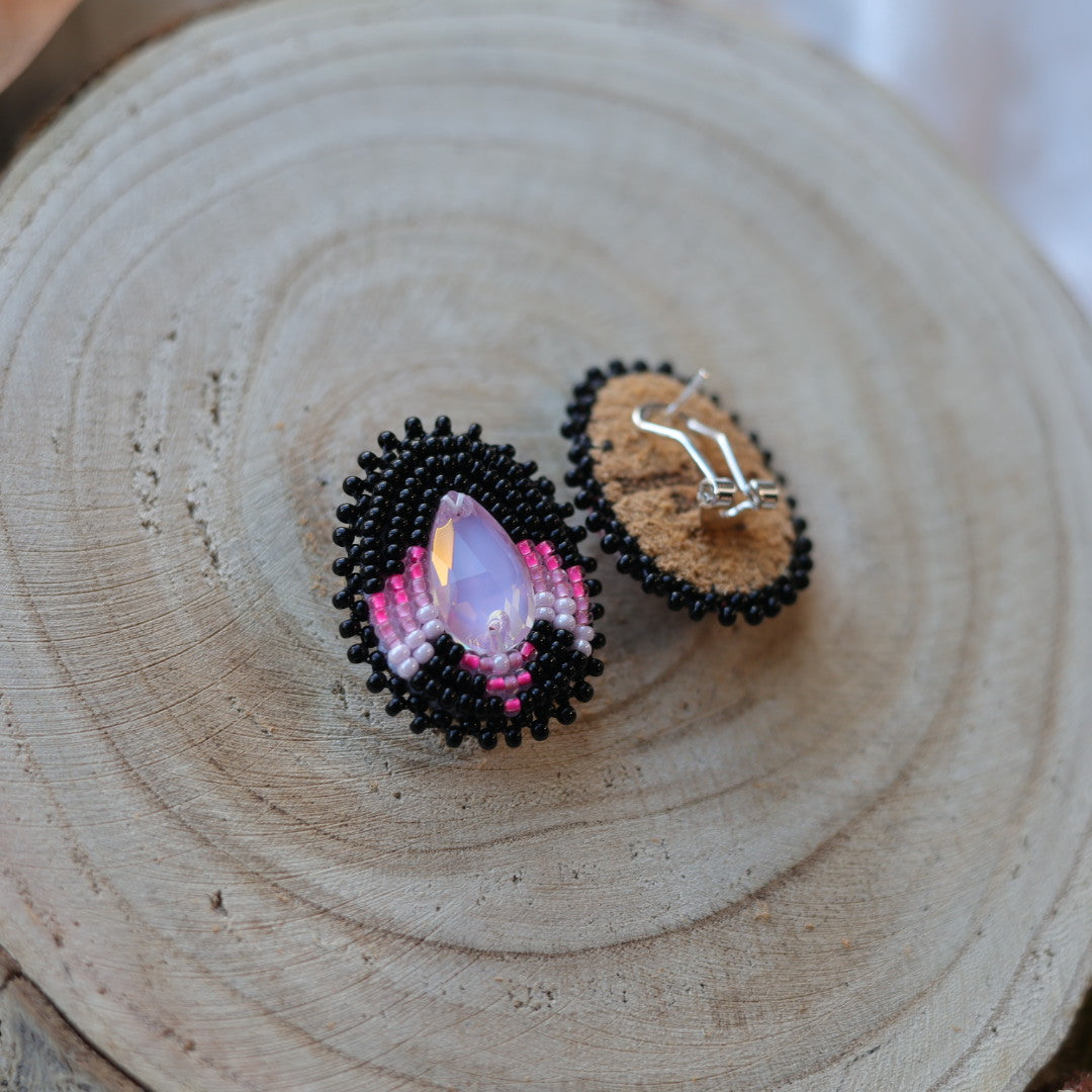 Boreal Forest Beads Gem Teardrop Beaded Earrings