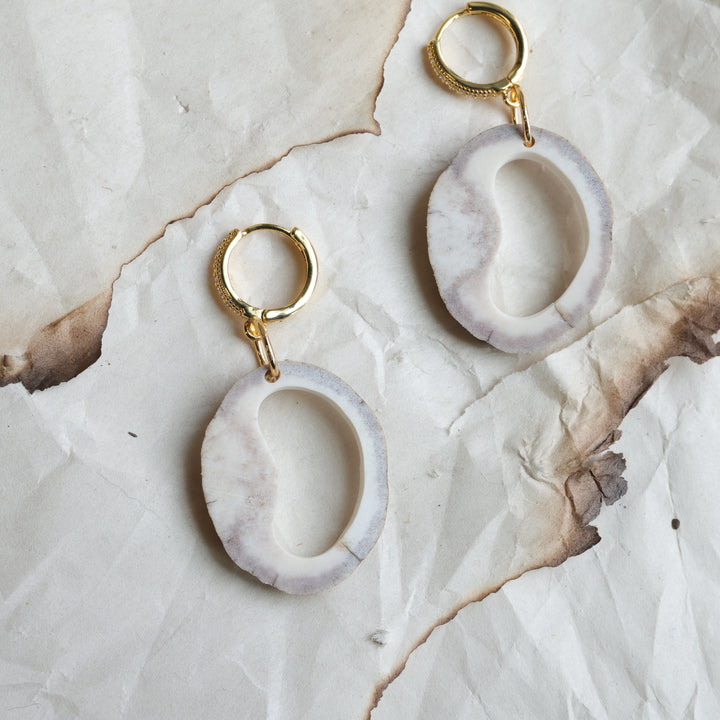 TLee Beads Carved Moose Antler Earrings