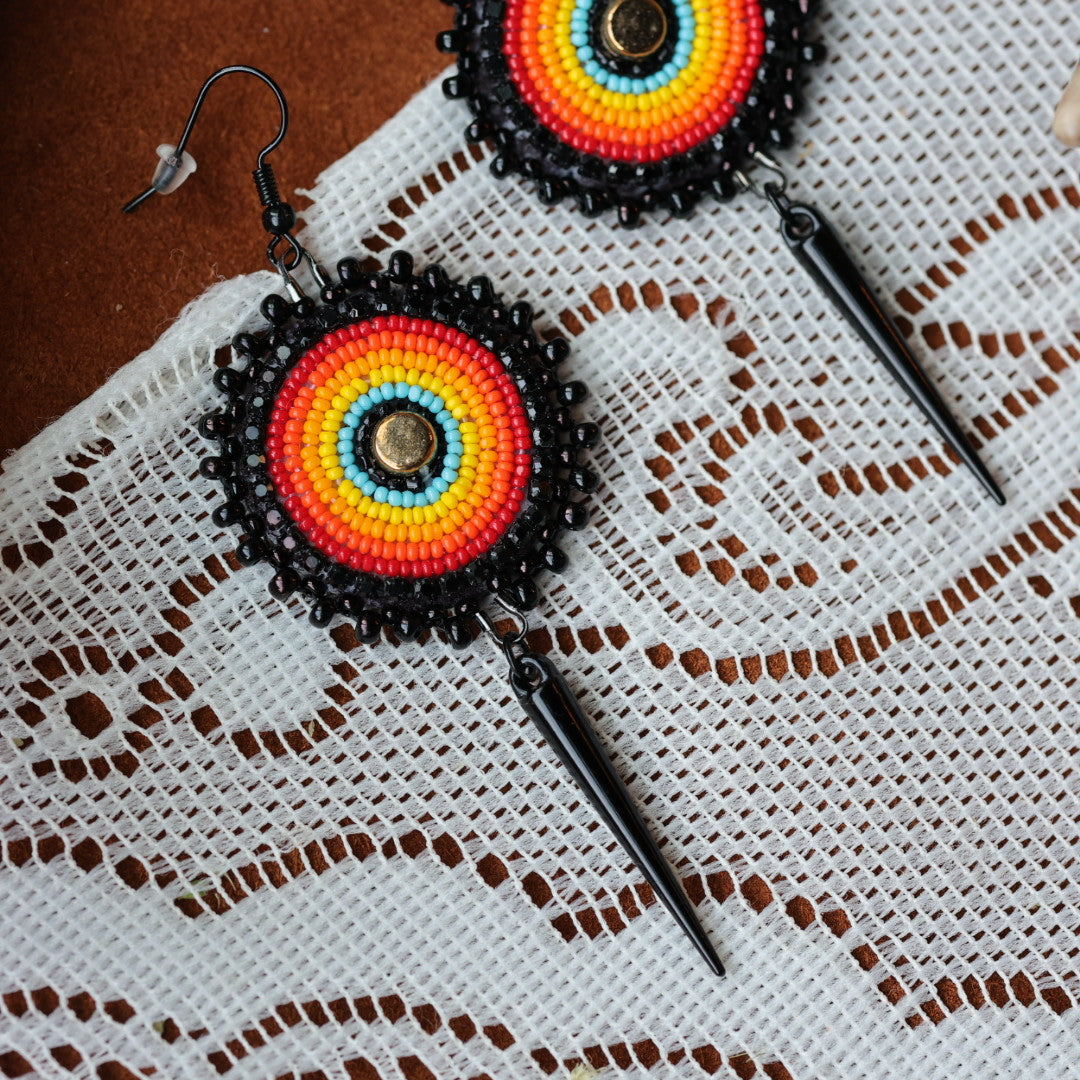 DMD Beadwork Fire Spikes Beaded Earrings