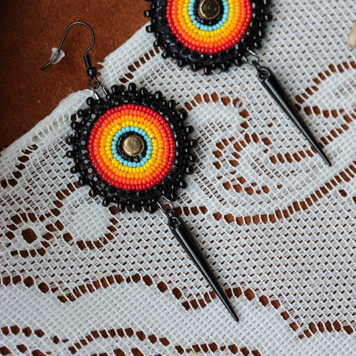 DMD Beadwork Fire Spikes Beaded Earrings