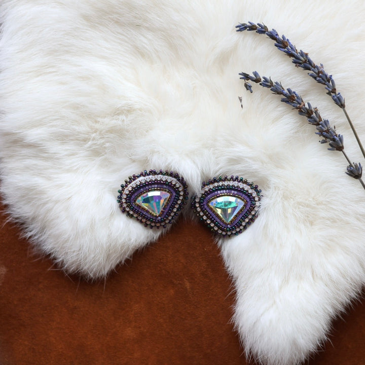 Faye's Beadiful Creations Diamond-Shaped Gem Beaded Earrings
