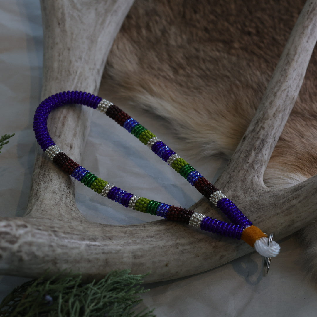 Keegan W. Striped Beaded Wrist Lanyard