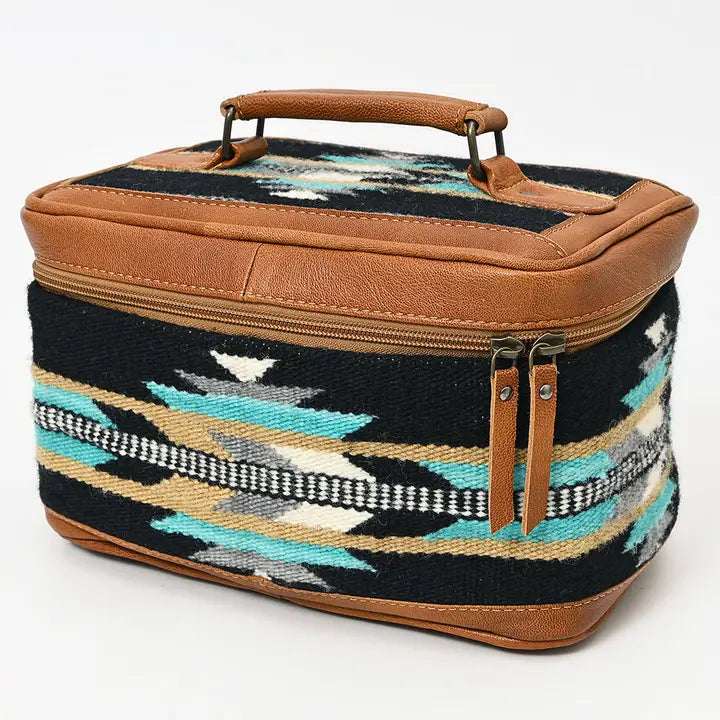 LS Western Black Saddle Blanket &amp; Leather Jewelry Case