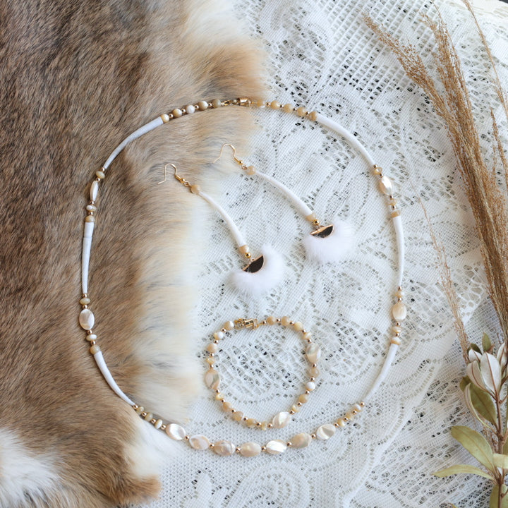 Prairie Sage Beadwork Mother of Pearl & Dentalium Set