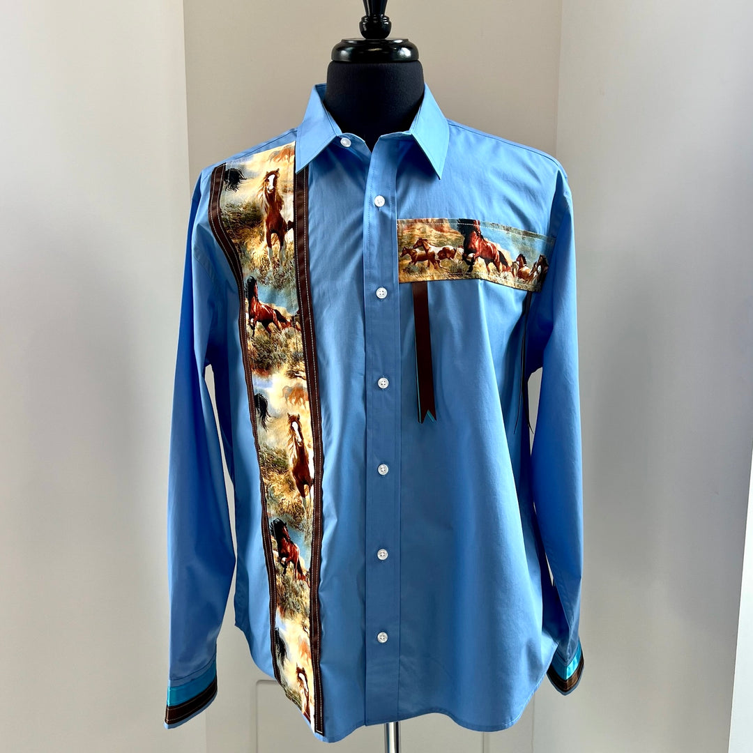 Vi's CREE-ations Horses Men's Ribbon Shirt