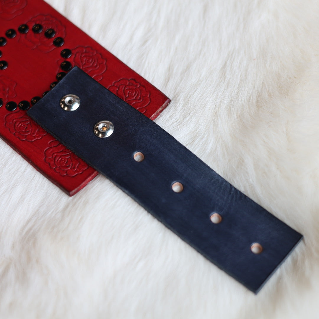 Iskotew Pahkekin Children's 23" Rose Stamped Leather Belt