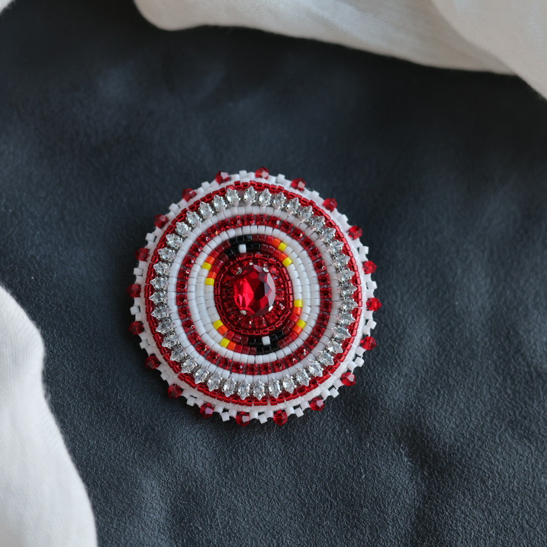 Beth Rose Designs Fire Beaded Brooch