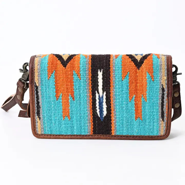 LS Western Teal Sierra Genuine Leather Crossbody Bag