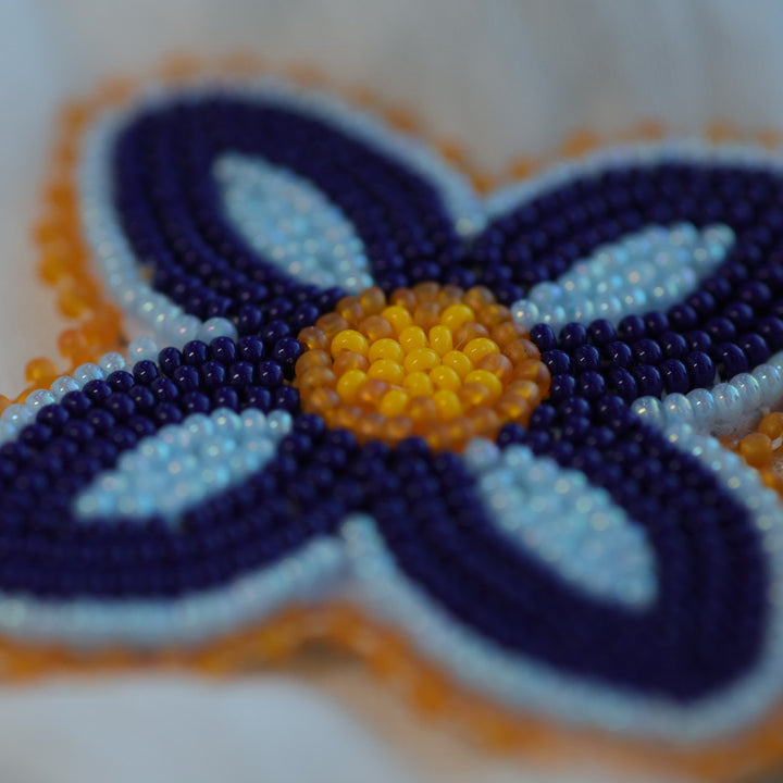 Prairie Beads Blue Floral Beaded Pin