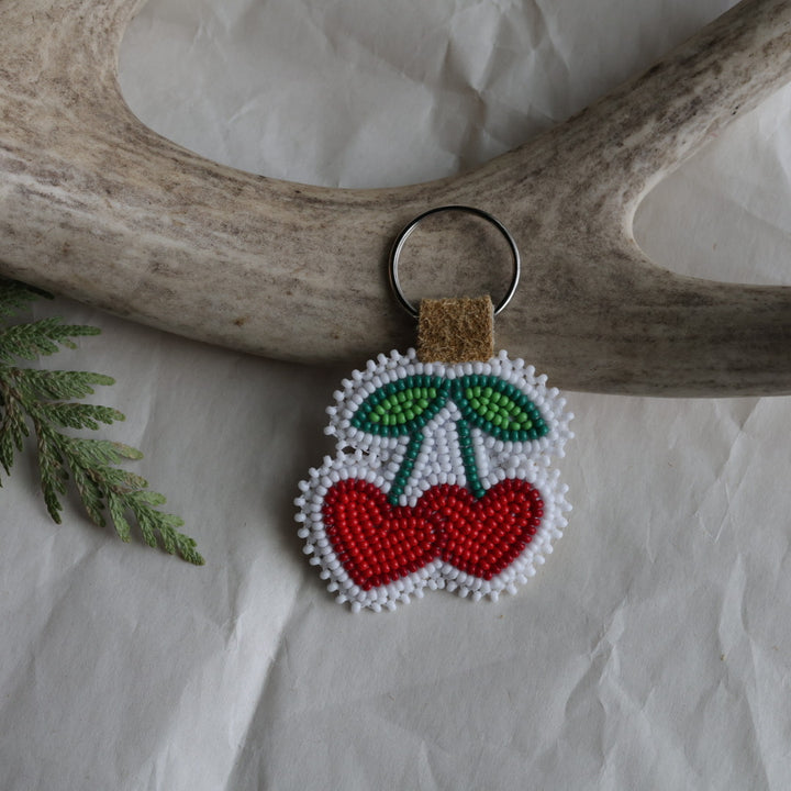 Keegan W. Cherry Hearts Beaded Keychain