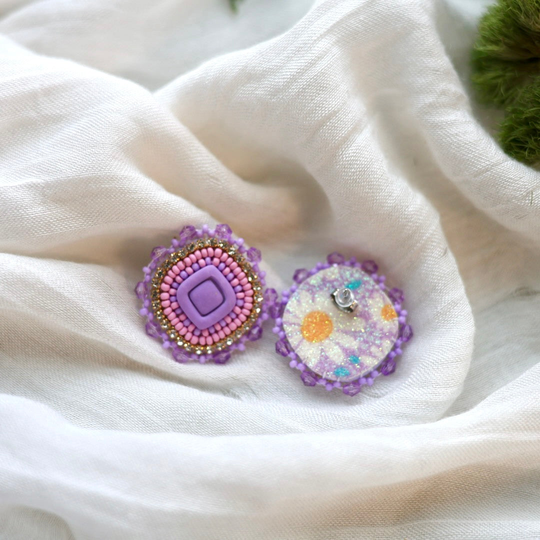 Prairie Beads Pastel Purple Beaded Earrings