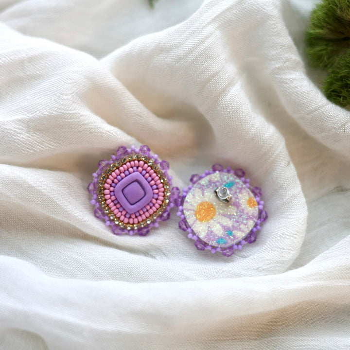 Prairie Beads Pastel Purple Beaded Earrings