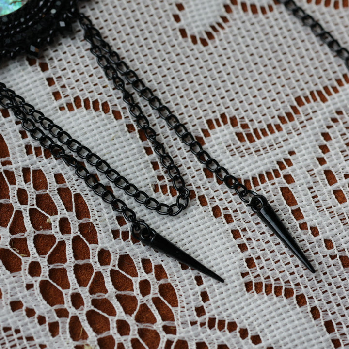DMD Beadwork Beaded Abalone Earrings with Spikes