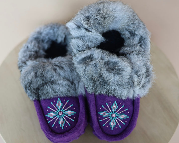 Ironstar Co. Purple Moccasins With Snowflake Detail