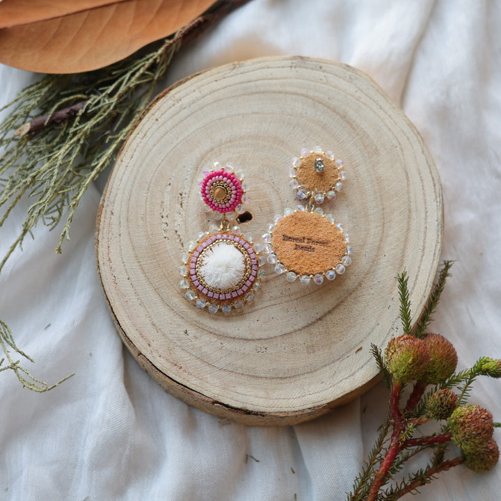 Boreal Forest Beads Tiered Tufted Earrings