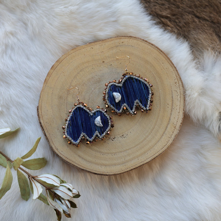 Mercedes G. Moody Blue Quill Bison Drop Earrings