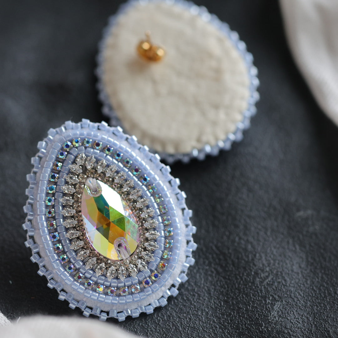 Beth Rose Designs Pale Blue Teardrop Beaded Earrings