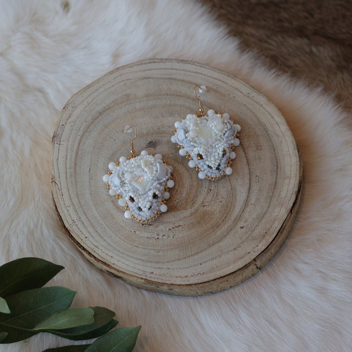 Pieces of Work by Mercedes Bison Head Beaded Earrings