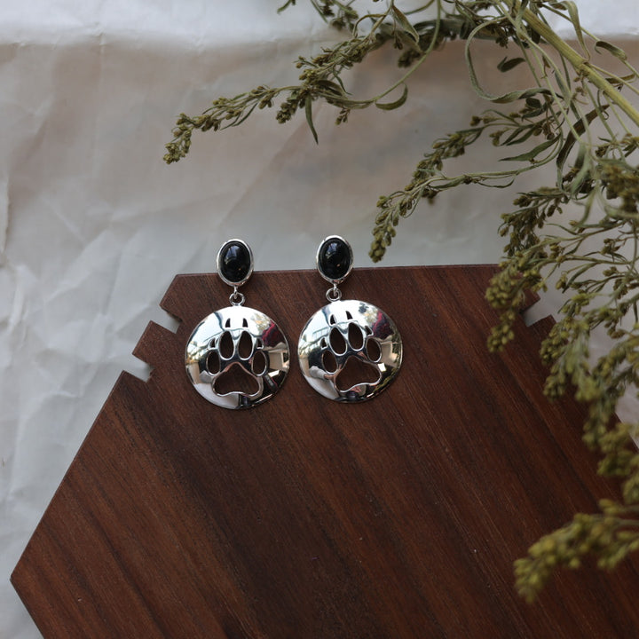 Medicine Bear Arts Paw Cut Out Earrings with Inlay